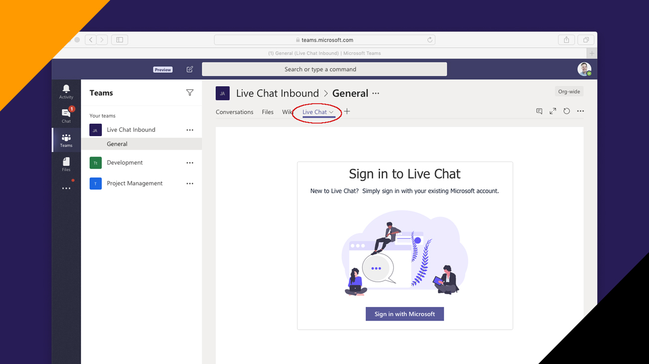 First Time Setup for Live Chat for Microsoft Teams